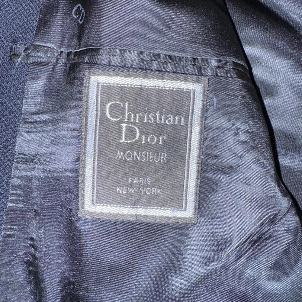 Vintage Christian Dior 44R Navy Blue Blazer Gold Buttons Sport Coat Mens
